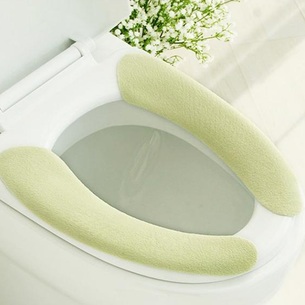4 pares de cojines de inodoro suaves y cálidos La tapa del asiento del inodoro se puede limpiar y reutilizar. 